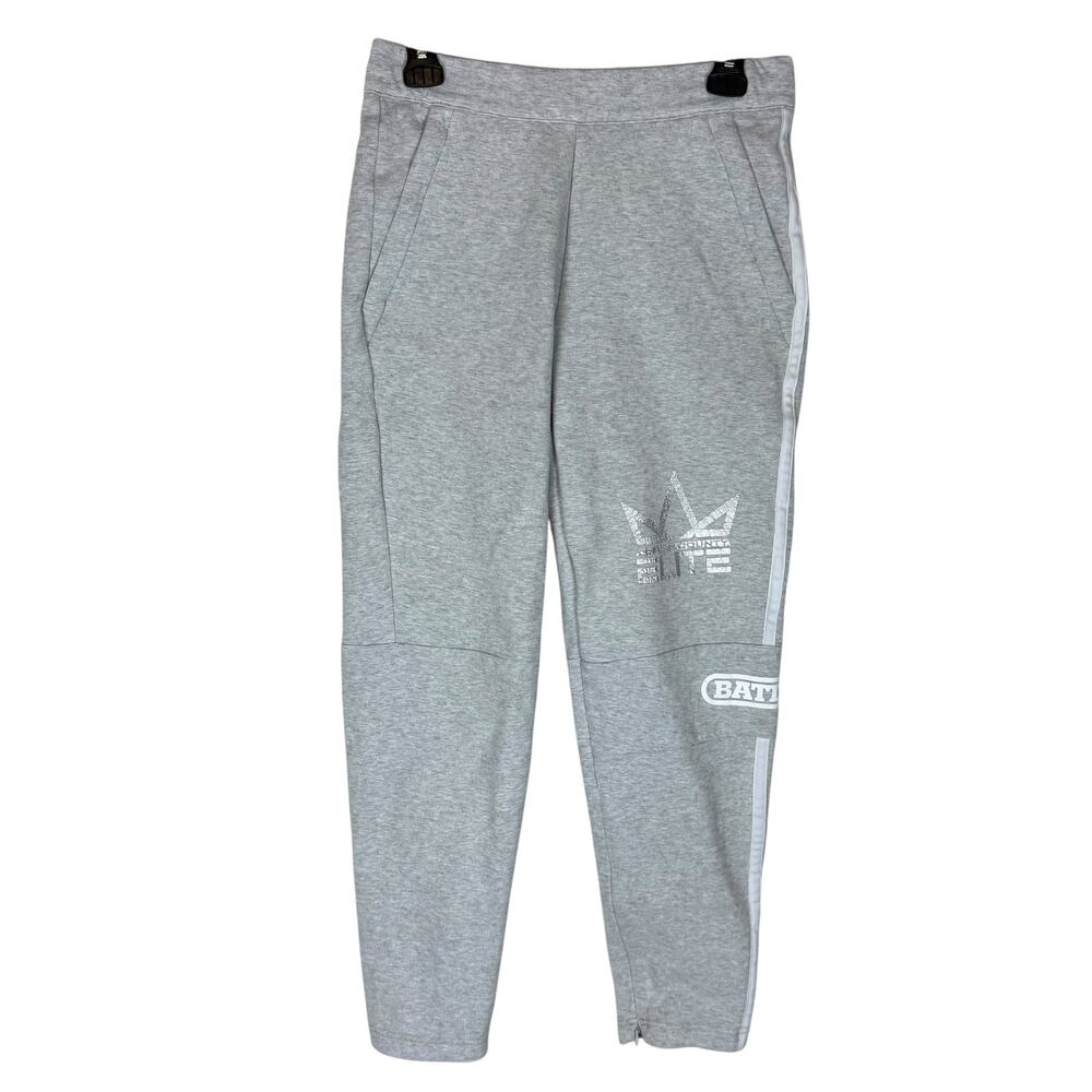 Battle Elite Jogger Sweatpants Men's A/M Gray Drawstring‎ Zip Ankle Athletic